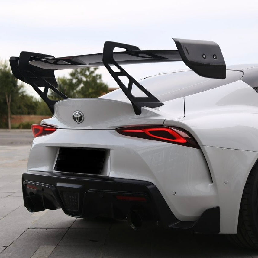 TOYOTA GR SUPRA A90 PRE-PREG CARBON FIBRE V3 REVERSE SWAN NECK REAR WING (2019+)