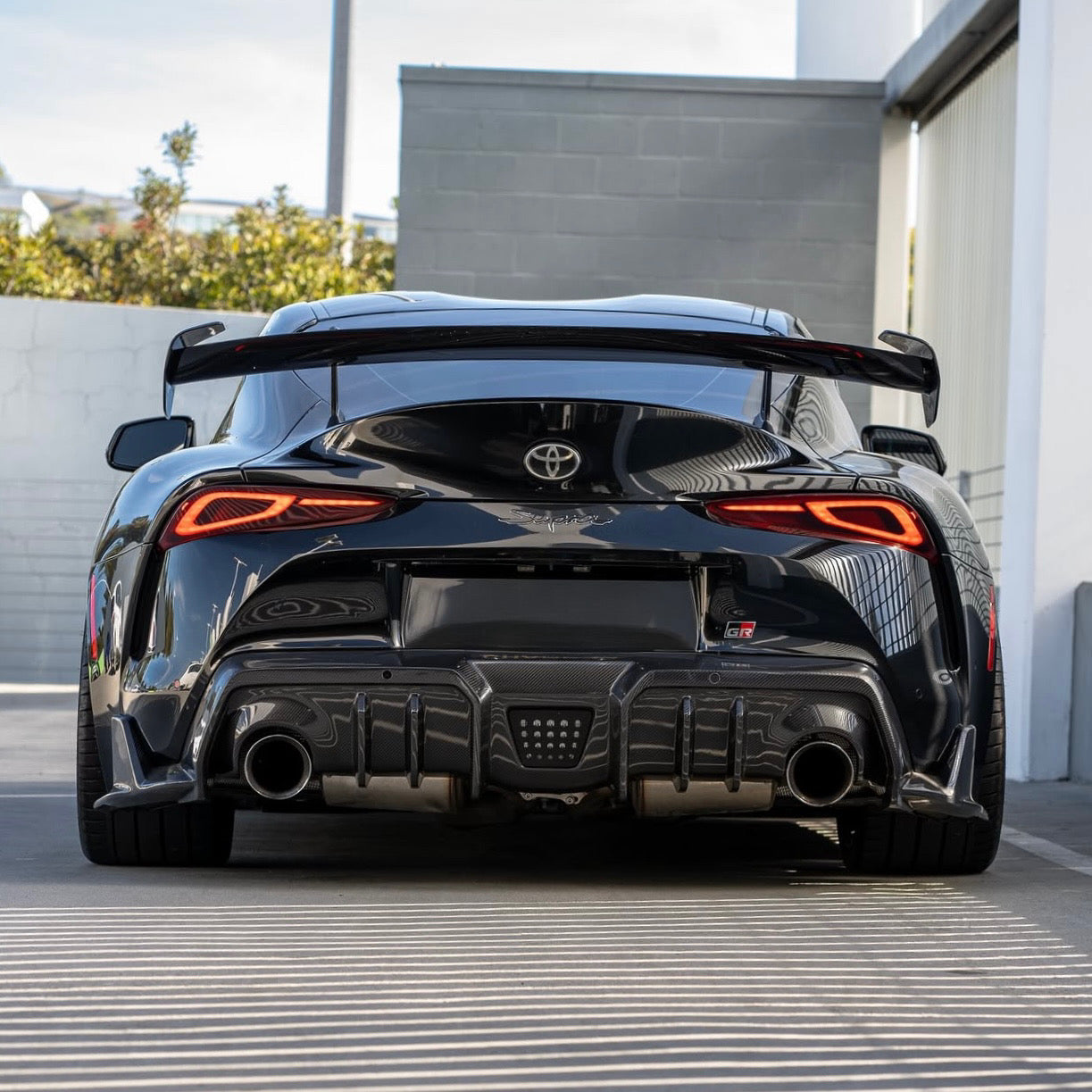 TOYOTA GR SUPRA A90 PRE-PREG CARBON FIBRE R1 SWAN NECK REAR WING (2019+)