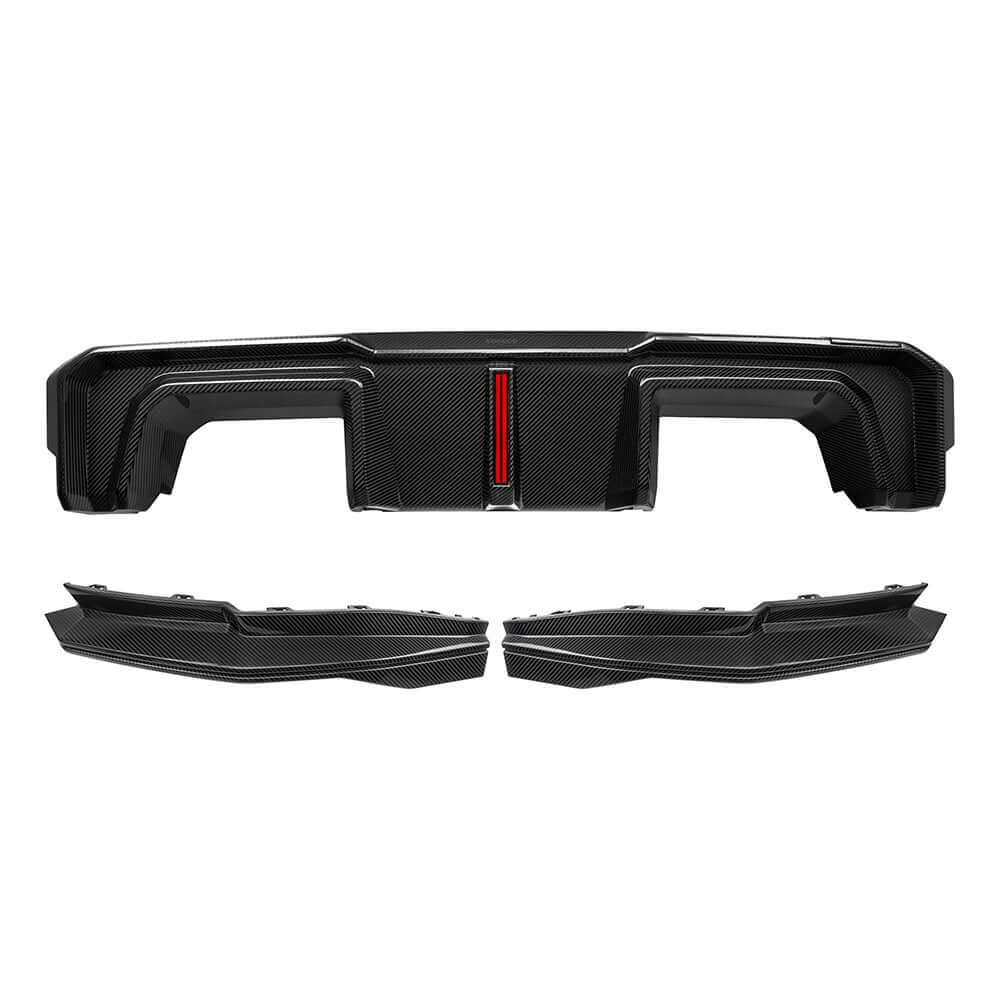 SOOQOO BMW M3 G80 G81 PREPREG CARBON FIBRE REAR DIFFUSER SET WITH BRAKE LIGHT