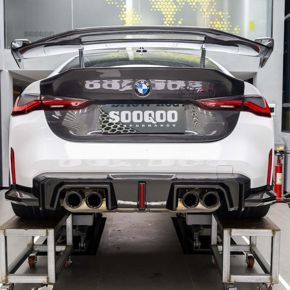 SOOQOO BMW M4 G82 G83 PREPREG CARBON FIBRE REAR DIFFUSER SET WITH BRAKE LIGHT