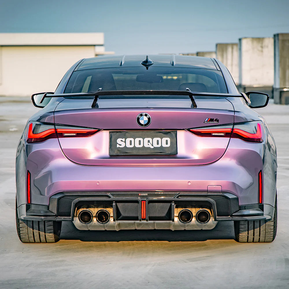 SOOQOO BMW M4 G82 G83 PREPREG CARBON FIBRE REAR DIFFUSER SET WITH BRAKE LIGHT