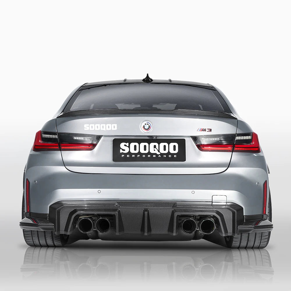 SOOQOO BMW M3 G80 G81 PREPREG CARBON FIBRE REAR DIFFUSER SET
