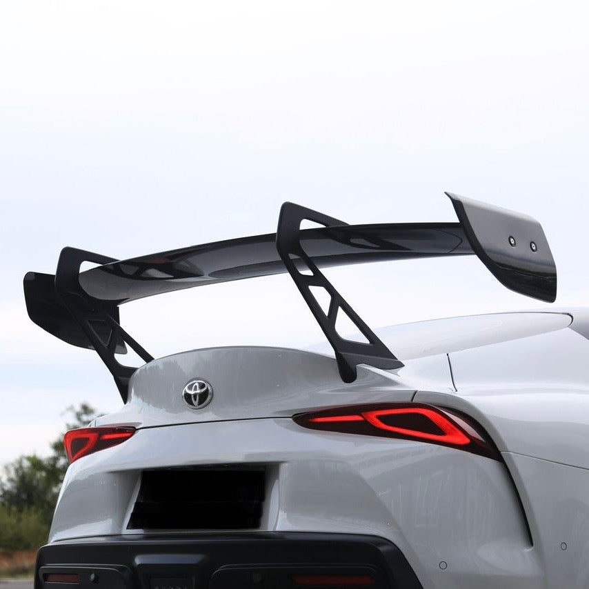 TOYOTA GR SUPRA A90 PRE-PREG CARBON FIBRE V3 REVERSE SWAN NECK REAR WING (2019+)