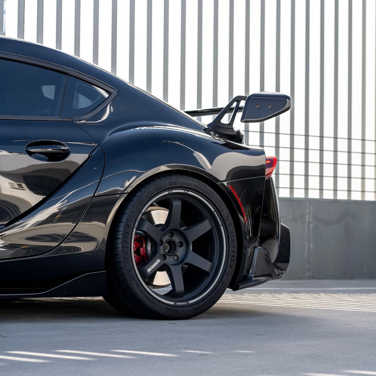 TOYOTA GR SUPRA A90 PRE-PREG CARBON FIBRE R1 SWAN NECK REAR WING (2019+)