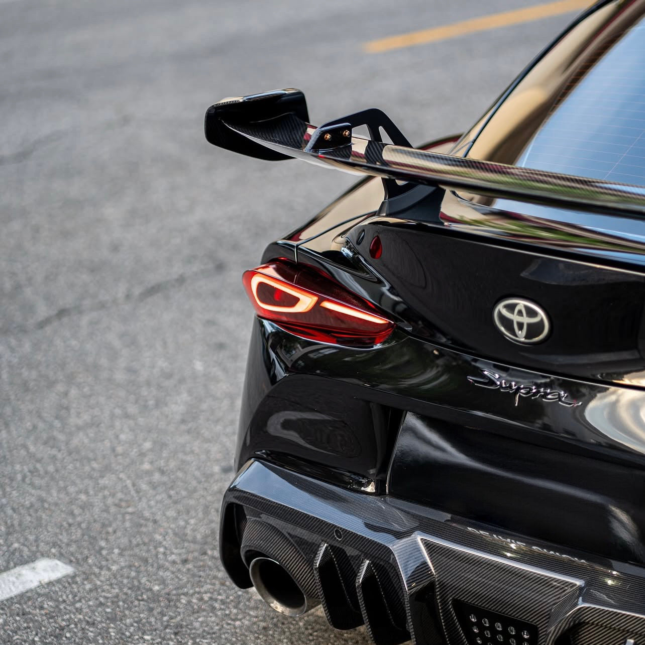 TOYOTA GR SUPRA A90 PRE-PREG CARBON FIBRE R1 SWAN NECK REAR WING (2019+)