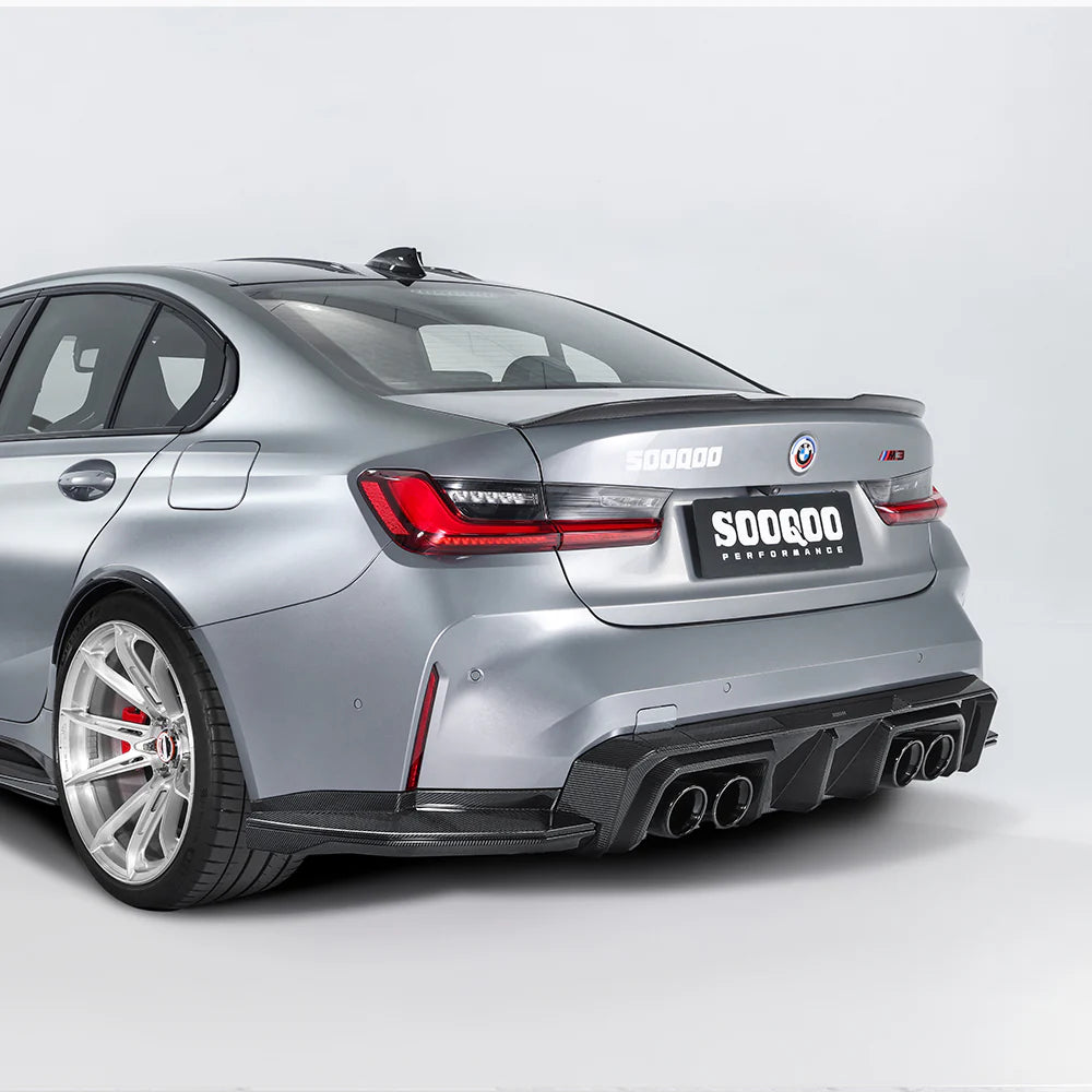 SOOQOO BMW M3 G80 G81 PREPREG CARBON FIBRE REAR DIFFUSER SET