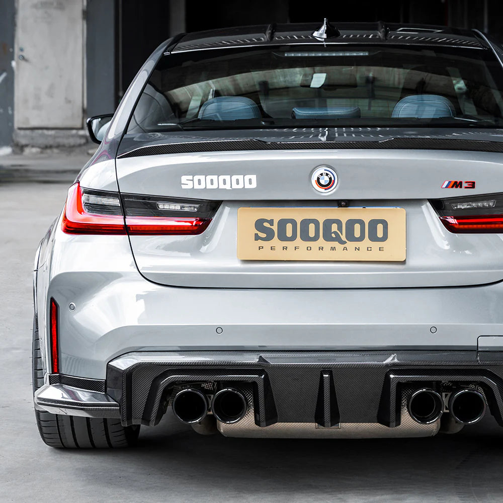 SOOQOO BMW M3 G80 G81 PREPREG CARBON FIBRE REAR DIFFUSER SET