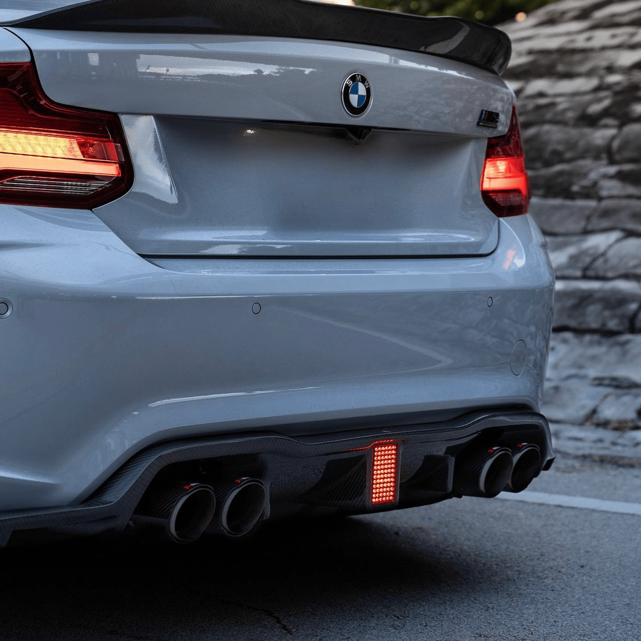BMW M2 / M2C F87 CARBON FIBER REAR DIFFUSER WITH RAIN LIGHT (2016 - 2021) - AutoTailor