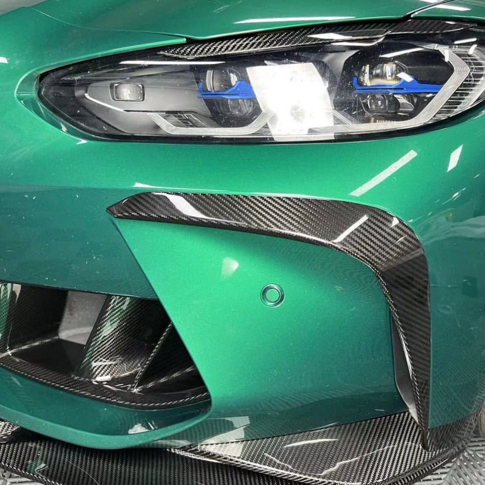 BMW M3 M4 G80/G81/G82/G83 PRE - PREG CARBON FIBER FRONT BUMPER TRIM COVERS (2021+) - AutoTailor